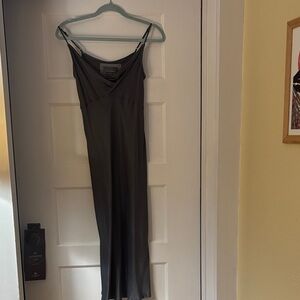Grey Anthropologie Elyse Bias Slip Dress